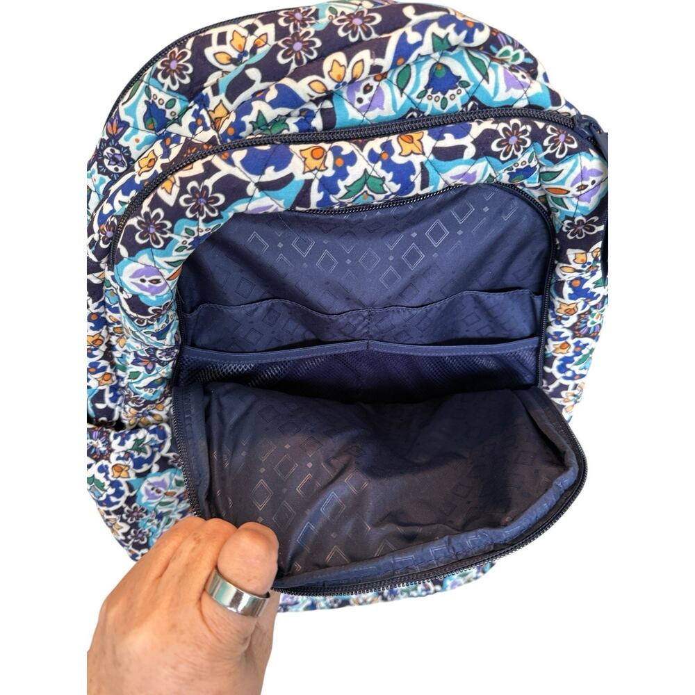 Vera Bradley Large Travel Backpack Lisbon Medallion Cool NWOT Vacation Coastal - Picture 5 of 9